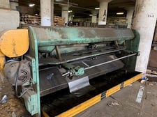 10 gauge x 10' Cincinnati #1010, Power Squaring Shear, hand operated back gauge, 2 front supports, foot pedal