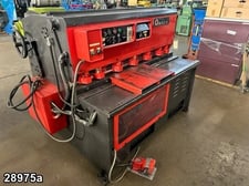 10 gauge x 4' Amada #S-1232, hydraulic shear, 27.5" front operated power back gauge, 7 holddowns, 7 HP, #28975