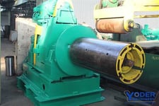 Yoder, motorized uncoiler, 3 leaf mandrel, 51" width, 84" outside dimensions, 18"-22" ID, hydraulic