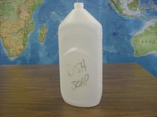 Uniloy, 5-cavity plastic bottle mold for 42 oz LDL squeeze bottle, trim molding