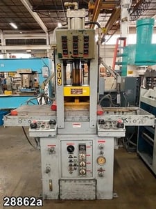 75 Ton, Hull #359G, 4-post, downstroke, 9" stroke, shuttle table, 20" x20" hot plates, #28862