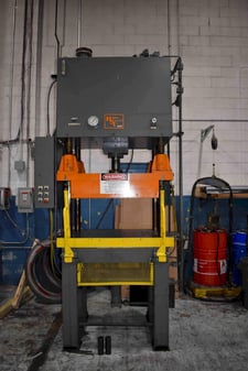 40 Ton, HSI, hydraulic 4-post down acting press, 14.5" stroke, 21.5" D, 48" x 31" bed, cushion