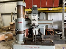 4' -13" Ooya #RE2-1300, radial drill arm, power elevation & clamp, 3-1/16" spindle diameter, #4MT