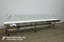 24" wide x 15' long, BMI, Stainless Steel frame conveyor, 3/4 HP drive, vari-speed conveyor, mounted on