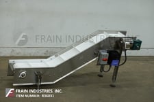 BMI / Benda MFG, Stainless Steel, inclined cleated conveyor, equipped with 12" to 15" infeed height, 12" wide