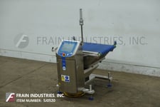 Loma #CW3-6000Shut Height, inline, Stainless Steel checkweigher, 33-147 feet per minute, mounted on height