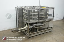 Hartness #6400, dynac pressureless accumul, with 4" wide table top conveyors with a 42" infeed and discharge