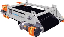 30" x 60" High Power Cross Belt Magnetic Separator, Self Cleaning, 8" H Suspension, ideal for fast belt speeds