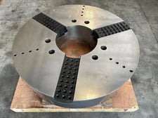 45" Cushman #9112445200A, 3-jaw chuck, steel, 15-1/2" bore, A2-20, 9" thick
