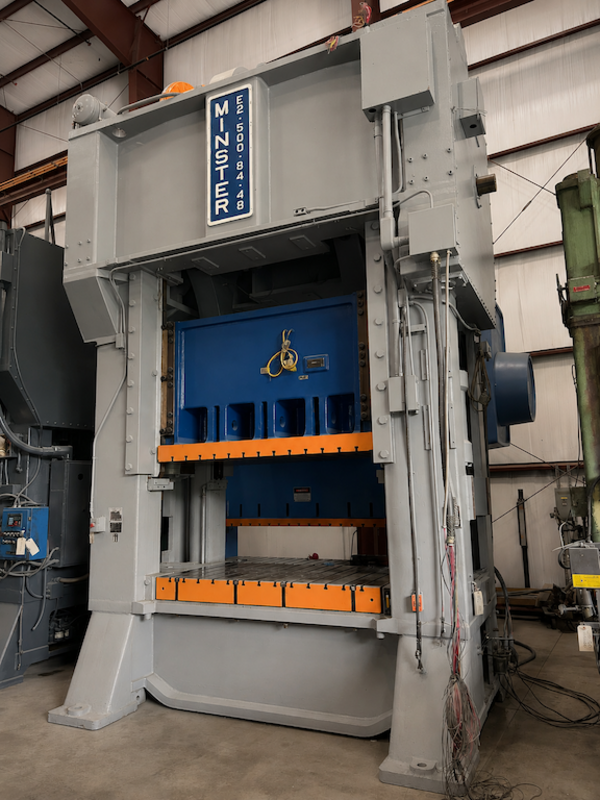 500 Ton, Minster #E2-500, straight side double crank, 12" stroke, 18-27 SPM