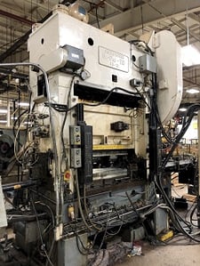 110 Ton, Brown & Boggs #HP2-110, straight side press, 1-1/2" stroke, 18" Shut Height, 48" x 31" bed, 4"