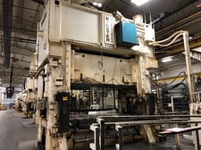 600 Ton, Minster #E2-600-120-54, straight side double crank press, 14" stroke, 43" Shut Height, 60 SPM, air