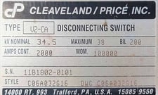 Image for 2000 Amp. CLEVELAND /PRICE, 34500 V, DISCONNECTING SWITCH GOAB