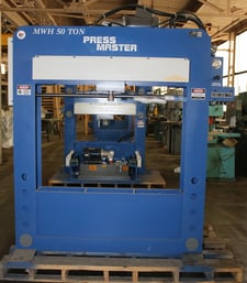 50 Ton, Press Master #HFP-50MWH, H-Frame hydraulic press, 12" str, powered movable workhead