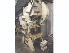 60 Ton, Minster #6, flywheel OBI press, 6" stroke, 11" Shut Height, 2.75" adj., 90 SPM, 32" x 21" bed, air