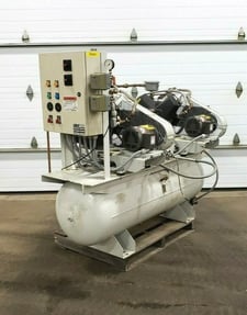 9.2 scfm Emse #3DOX2T80 Duplex air compressor, 50 psig, 2 HP, 460 V., 3 phase