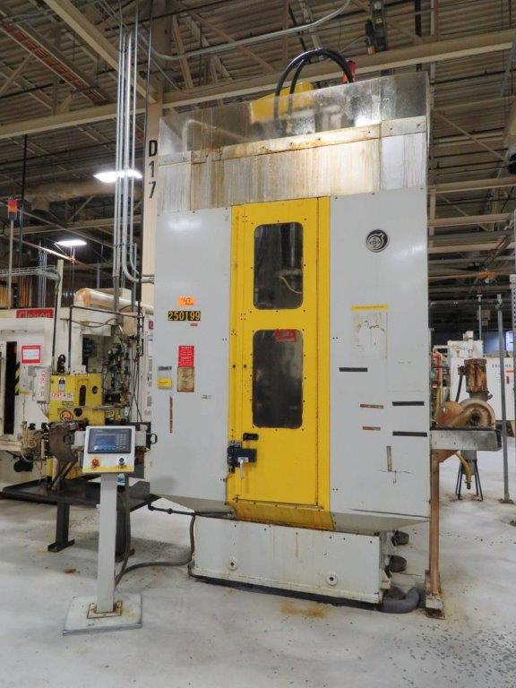 15 Ton x 54" stroke, Ohio #VTUP-1554-S, vertical table up single station broach, good cond, 2000