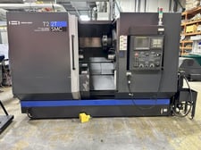 Image for Hwacheon #T2-2T-SMC, CNC lathe, 34.6" swing, 8" chuck, 2.5" bar, 24.5" centers, 7-Axis, Fanuc 0i-TD, chip conveyor, live tool, 2013