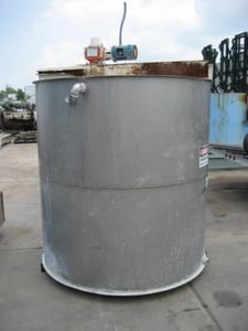 1000 gallon Stainless Steel Mix Tank, Proquip bridge agitation, 66" diameter x 69' deep, 1.5" outlet, 3 blade