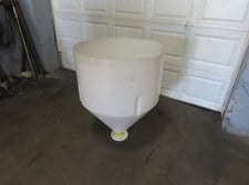 Protectoplas, Plastic Feed Hopper, 30" diameter x 40" tall, Open top, Cone bottom, 7.5" diameter flange with