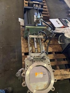 12" Ney #12, Stainless Steel slide gate valve w/Schrader Bellows Series VL pnuematic cylinder