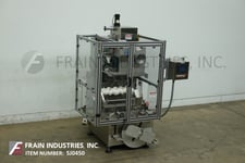 PDC #75-ERL, automatic electronic regis, tamper evident neck bander, 50-225 CPM, mounted on 4 leg frame with