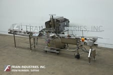Filamatic #SYN-32-4, 10 head online piston filler, up to 37 oz., mounted on heavy duty frame with leveling