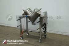 5 cu.ft. Patterson, 314 Stainless Steel twin shell mixer, bolt down covers, 1 HP, mounted on 4 leg Stainless