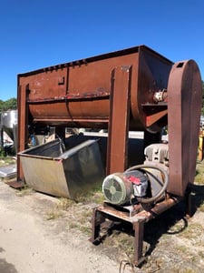 80 cu.ft. Stainless Steel ribbon blender, 36" dia x 126" long chamber, 10" side discharge
