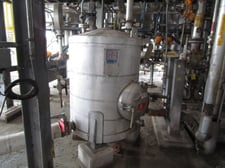 211 gallon Winbco, 304L Stainless Steel vertical tank, 3' dia. x 4' high, cone top head, flat bottom head