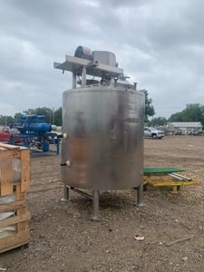 950 gallon Lee #950U9MS, Stainless Steel jacketed mix tank, 125 psi, dish top, 2013
