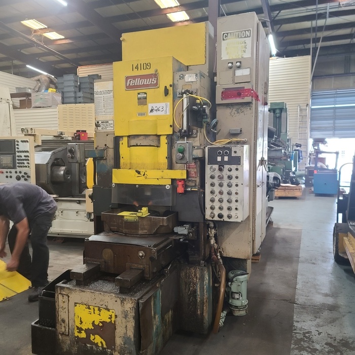 Fellows #10-2, gear shaping machine, 10" dia., 18" swing, 2" face width, cutter at top, hydraulic tank