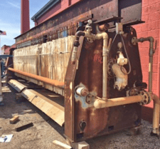 47" Durco filter press, 80 plates, non-gasketed plates, 95 cu.ft. filter volume, rebuilt