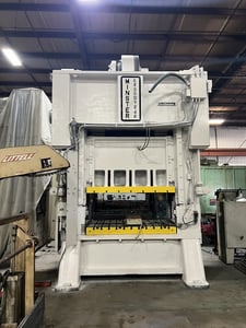 300 Ton, Minster #E2-300, straight side double crank press, 8" stroke, 29" Shut Height, 6" ram adj., air