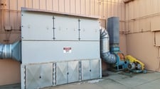Dustex #CJUW12500, dust collector, 40 HP, large cabinet w/cartridges, 7 vertical filter cylinders, discharge