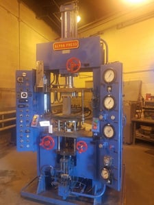 60 Ton, Alpha #AP62-60-Ton, hydraulic compacting press, opposed ram, 6-3/4" depth of fill, 15 HP, shuttle