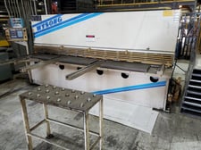1/4" x 10' Wysong #H-2510, hydraulic shear, 55 SPM, 16 hold downs, 15 HP, 36" Back Gauge, 120" squaring arm