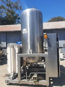 H & K #CIP, single tank, 300 gallon tank, 316 Stainless Steel, skid mounted, 36" dia x 74" straight side
