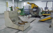 60" x 7" Loopco, slitting line, 40000 lb., mandrel uncoiler, 19.5"-24" ID, hydraulic expansion, powered