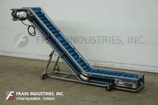 12" wide, Ultra Fab Inc., Stainless Steel, inclined cleated conveyor, 78" discharge, 1 HP motor drive