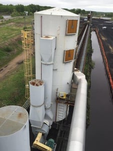 30000 cfm Air Cure #484-RF-8, Reverse Air Fan Baghouse Dust Collector, 6.1:1 ACR, 158" diameter baghouse