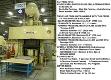 Avure Quintus #QRL-63, fluid cell forming press, 42.9"-26.9" blank, 12.3" draw depth, forming pressure 9100