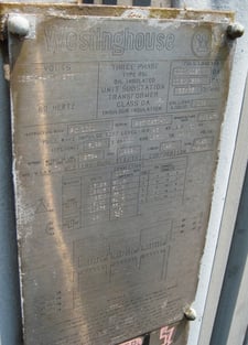 1000/1120/1150/1288 kVA, 12470 Delta Primary, 480/277 WYE Secondary, Westinghouse Substation