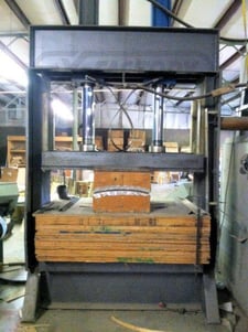 Rosenquist 838, Curved Plywood Press, 66" L-R x 36" deep platen, 36" Daylight, 20 kW Freq. gen., 1988