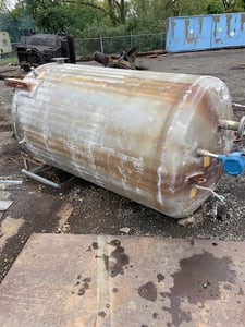 1000 gallon Dusenbery, Stainless Steel vacuum vessel, 20 psi/FV, side bottom manway