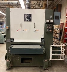 40" Timesavers #TB-440.4, 2-Head Veneer Sander, 50 HP 12" contact head first head, 40 HP second head, 1974