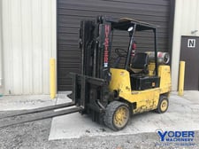 8000 lb. Hyster #S80XL2, propane forklift, 173" lift height, protective roll cage, 2006, #65048