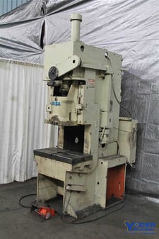 55 Ton, Aida #PC-5020, single crank gap frame press, 5.9" stroke, 70 SPM, 11.8" shut height, 2.55"
