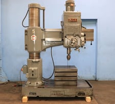 3' -11" Ikeda #RM-1000, radial arm drill, power elevation & clamp, 5 HP, #5MT, box table, 1975