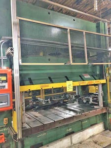 300 Ton, Pacific #300-D-10-60, hydraulic press, 18" stroke, 33" open, Allen Bradley Control, 28" windows, 1979
